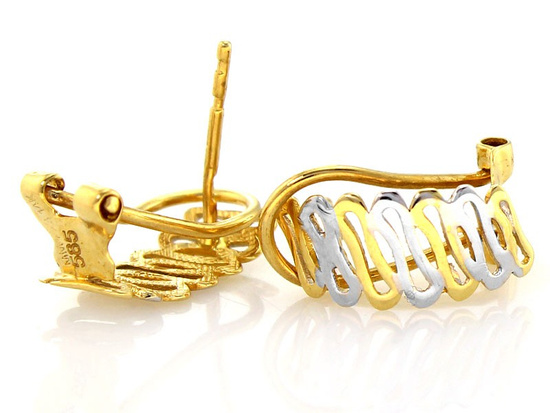 Dwukolorowe kolczyki złote
