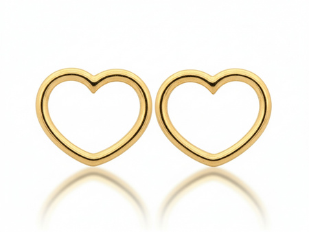 Kolczyki złote serce kontur na sztyfcie