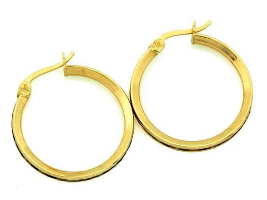 Kolczyki złote koła z niebieskimi cyrkoniami 22mm