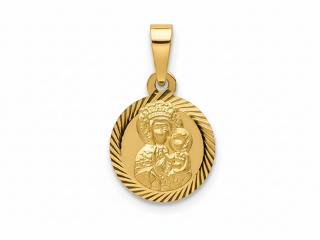 Delikatny złoty medalik okrągły frezowany