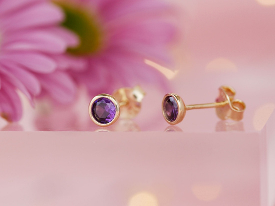 Kolczyki złote delikate z cyrkonią na sztyfcie