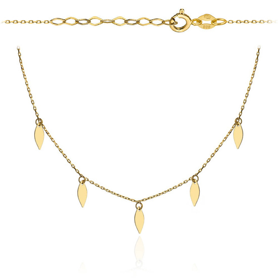 Złoty naszyjnik 585 - z listkami