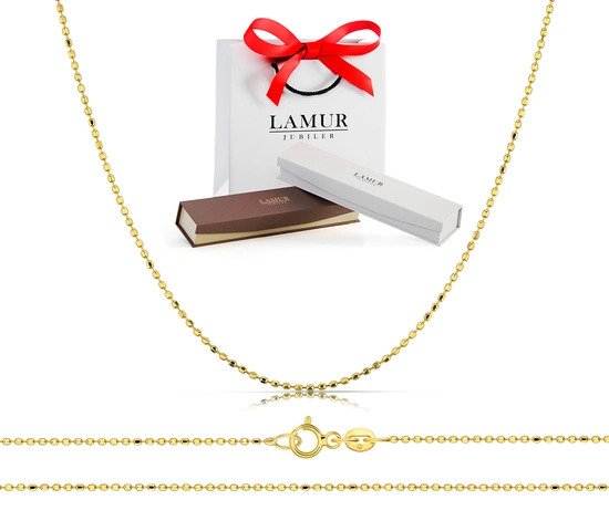 Złoty łańcuszek, naszyjnik 585 kulkowy diamentowany