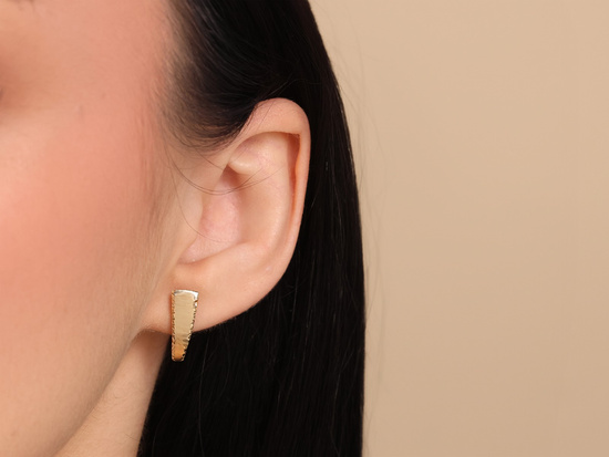 Kolczyki złote angielskie blaszki diamentowane