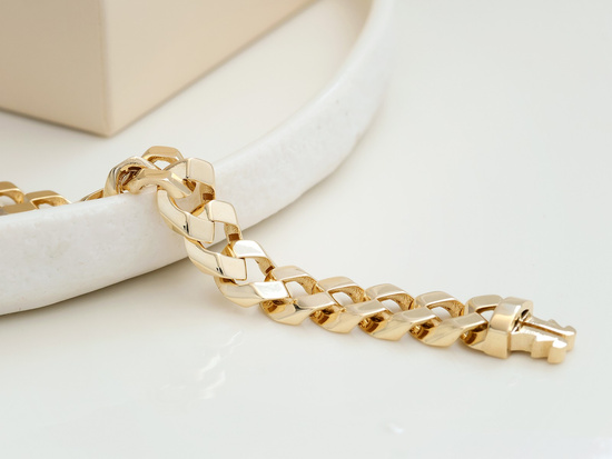 Męska złota bransoleta gruby splot