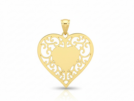Złota ażurowa zawieszka serce