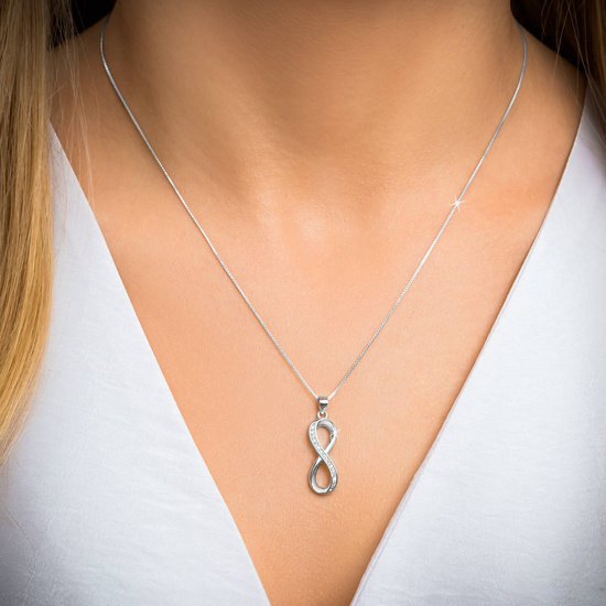 Zestaw srebrny 925 naszyjnik z kolczykami - nieskończoność