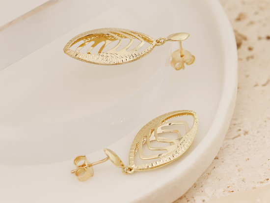 Kolczyki złote wiszące ażurowe przestrzenne