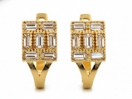 Złote kolczyki z cyrkoniami angielskie delikatne