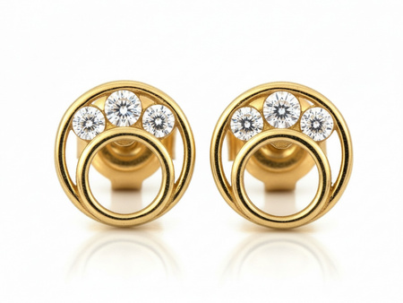 Kolczyki złote delikatne na sztyfcie okrągłe z cyrkoniami