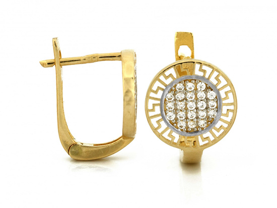 Kolczyki złote angielskie okrągłe z cyrkoniami
