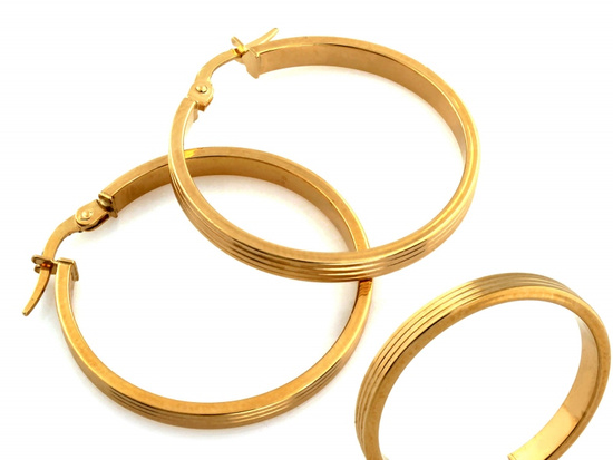 Kolczyki złote frezowane koła 26mm