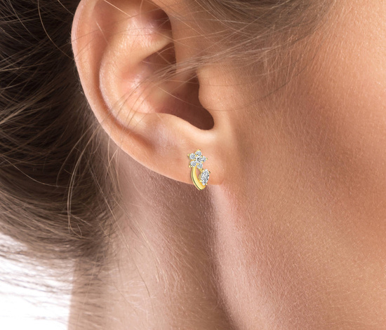 Złote kolczyki 333 dla dziewczynki - kwiatki