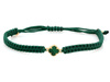 Bransoletka złota koniczynka marokańska z malachitem na zielonym sznurku
