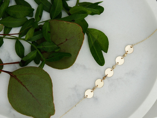 Złota bransoletka łańcuszek z kółeczkami