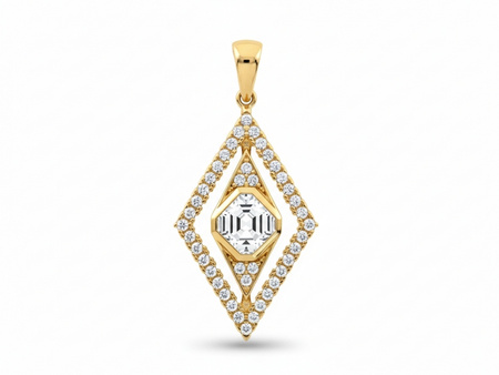 Zawieszka złoty romb z cyrkoniami