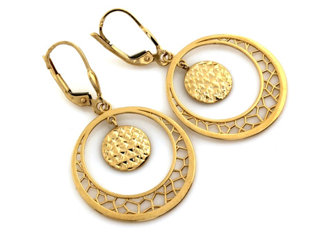 Kolczyki złote wiszące okrągłe duże