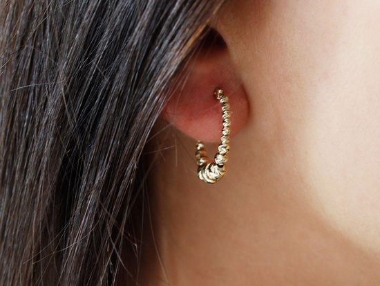 Kolczyki złote koła kółka z kulek 21mm