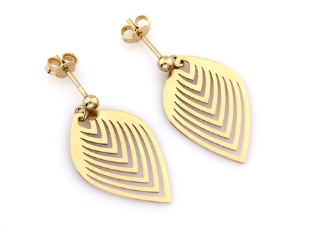 Kolczyki złote wiszące ażurowe blaszki