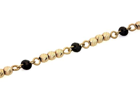 Bransoletka złota z kulkami i czarnymi kamieniami