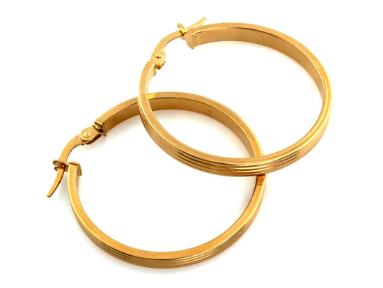 Kolczyki złote frezowane koła 26mm