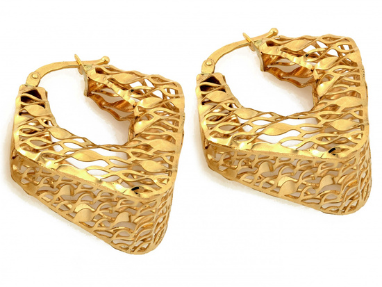Kolczyki złote duże przestrzenne ażurowe angielskie zapięcie