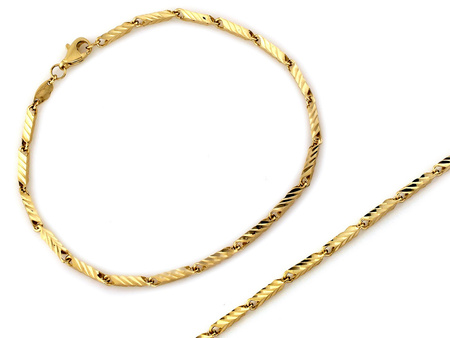 Bransoletka złota z prostokątnych frezowanych elementów