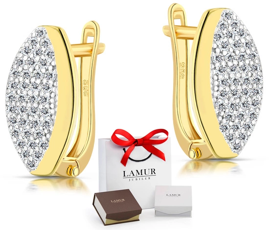 Złote kolczyki 585 z cyrkoniami - klasyczne