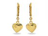 Kolczyki złote angielskie z wiszącym błyszczącym sercem