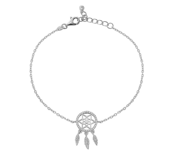 Bransoletka srebrna 925 z diamentowymi cyrkoniami - łapacz snów