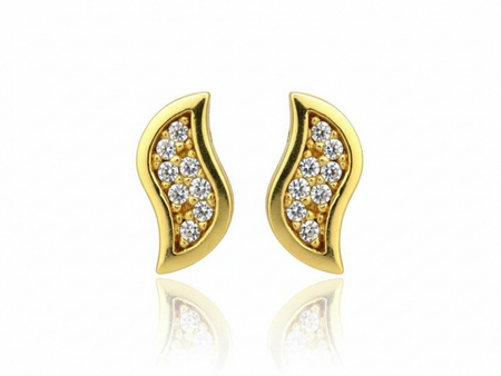 Kolczyki złote na sztyft z cyrkoniami