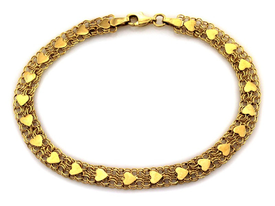 Bansoletka złota z sercami elementowa