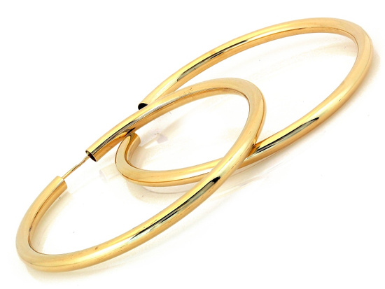 Złote kolczyki duże koła 48mm szarniry