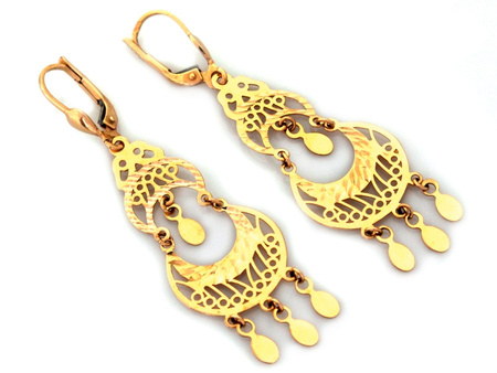 Kolczyki złote długie wiszące cygańskie ażurowe ruchome efektowne