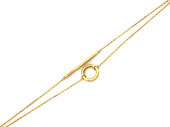 Bransoletka złota podwójna łańcuszkowa z modną ozdobą