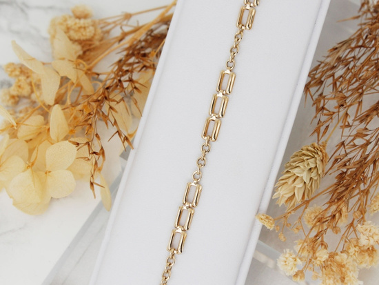Modna złota bransoletka z dużych ogniw łączone łańcuszki