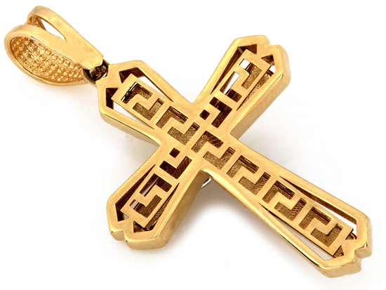 Krzyżyk złoty Jezus na satynowanym tle