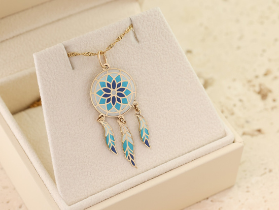 Zawieszka złota łapacz snów z emalią