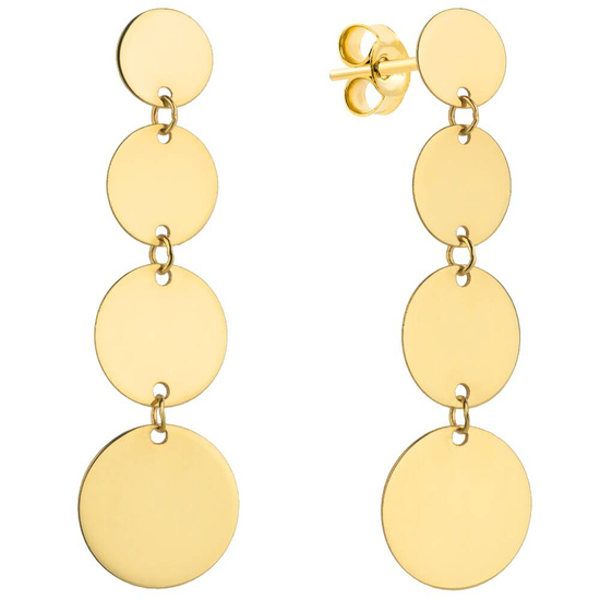 Złote kolczyki 585 cztery pełne koła