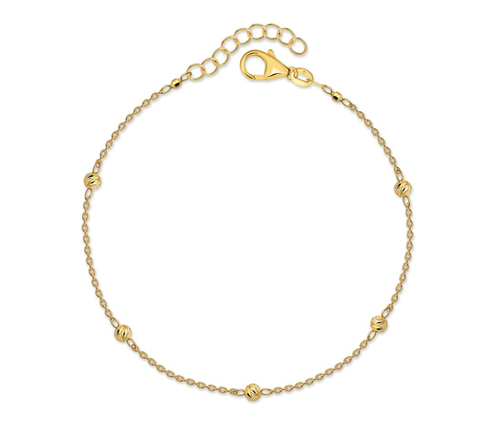 Złota bransoletka 925 z diamentowanymi kuleczkami - 16,5 - 19,5 cm
