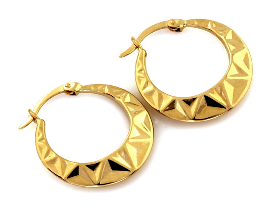 Kolczyki złote koła poszerzane na zapięciu angielskim