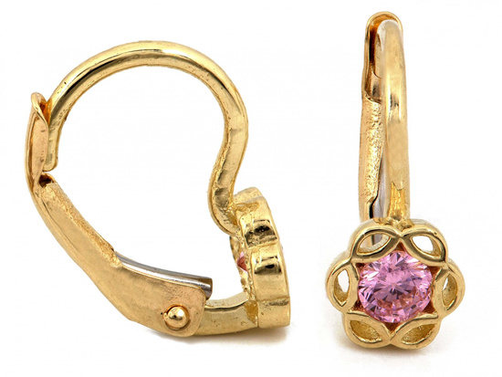 Kolczyki złote delikatne dyskretne z cyrkonią