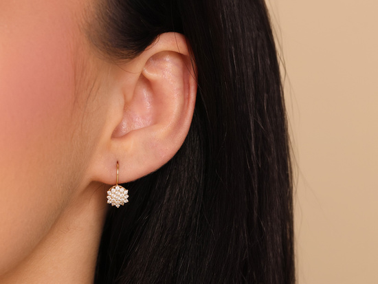 Kolczyki złote angielskie z cyrkoniami