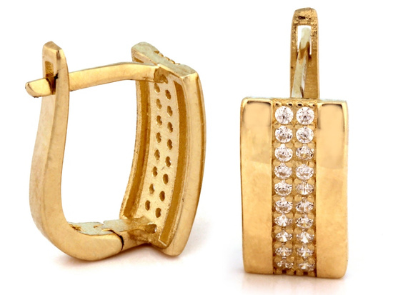 Delikatne złote kolczyki angielskie z cyrkoniami