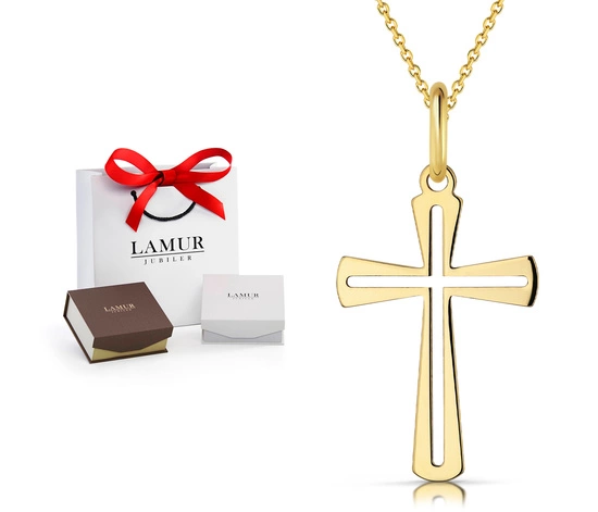 Złoty naszyjnik 585 - krzyżyk 