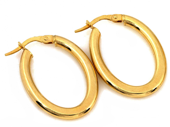 Kolczyki złote owalne błyszczące angielskie