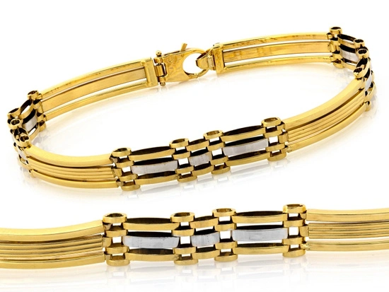 Złota bransoletka męska sztywne elementy