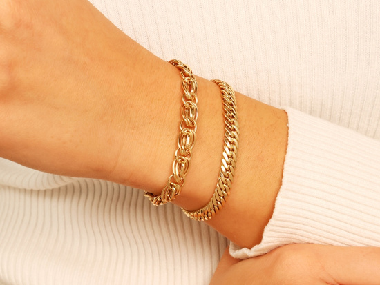 Bransoletka złota gruby łańcuch na rękę szeroki splot