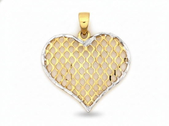 Złota zawieszka serce ażurowe duże
