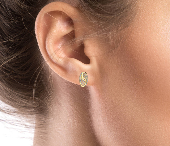 Złote kolczyki 585 z cyrkoniami - klasyczne